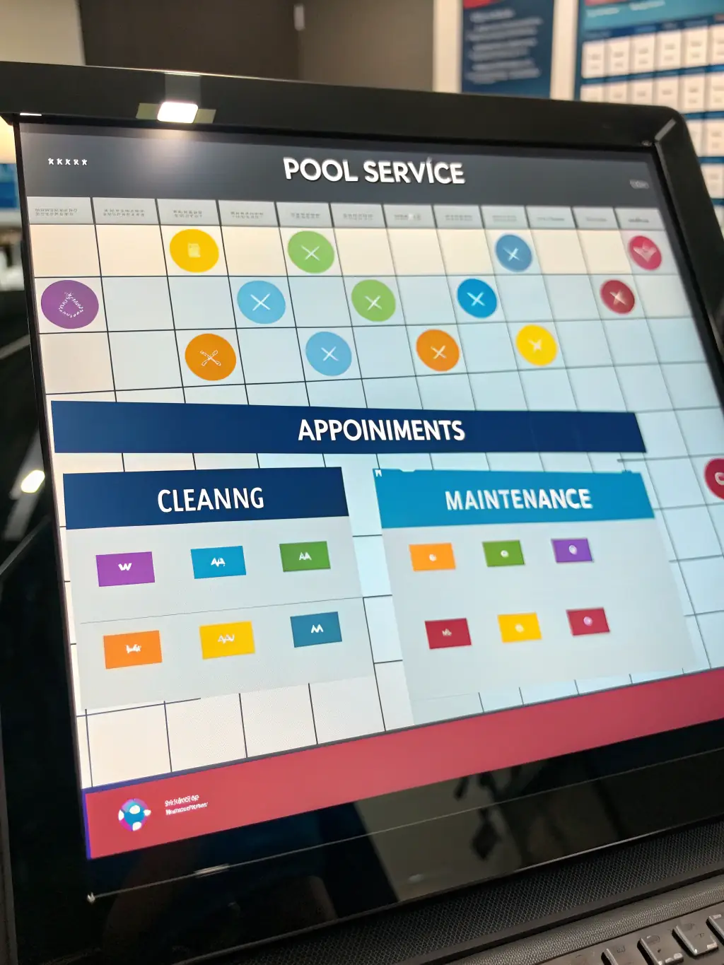 A visual representation of the appointment scheduling feature, showing a calendar interface with scheduled appointments and plumber availability.